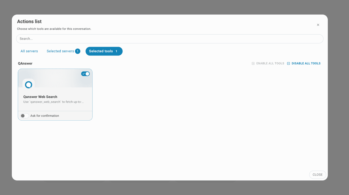 chat LLM actions list
