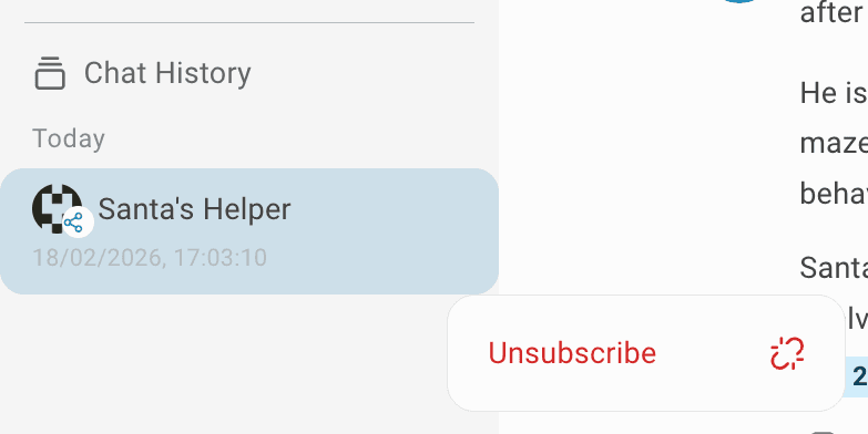 Conversation page share unsubscribe