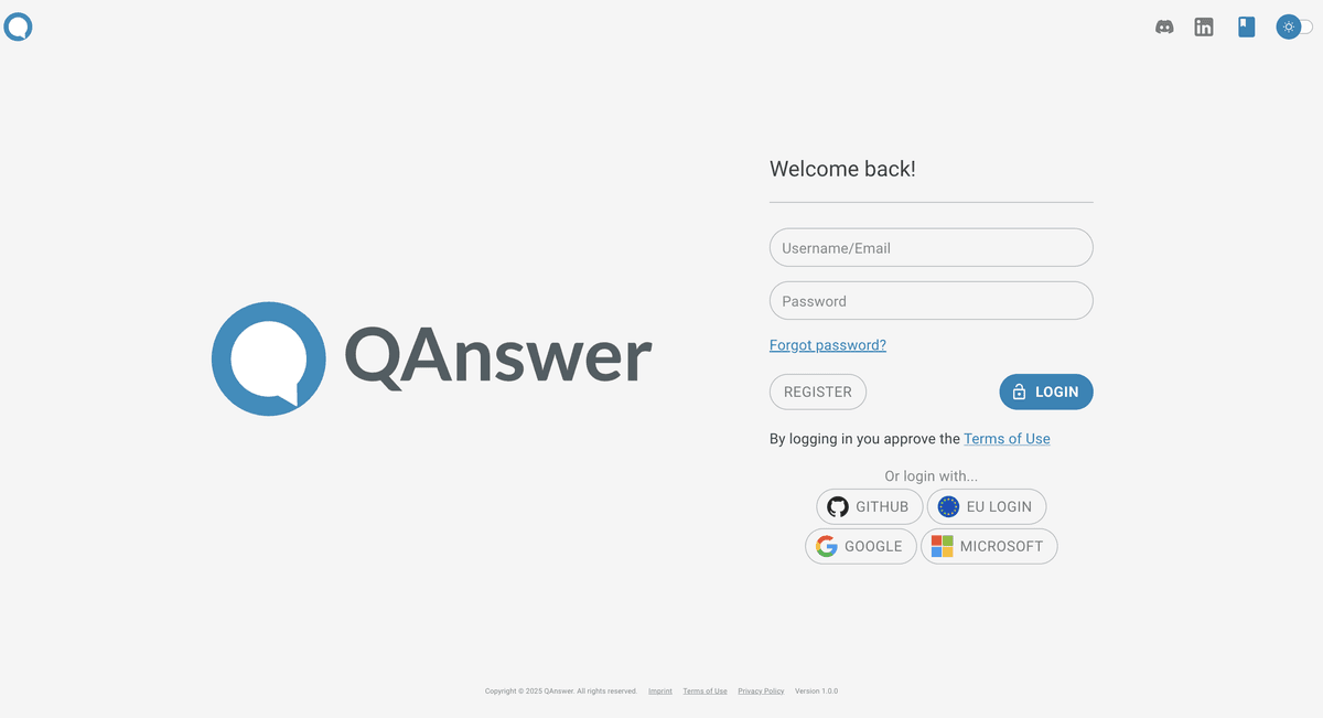 Login page
