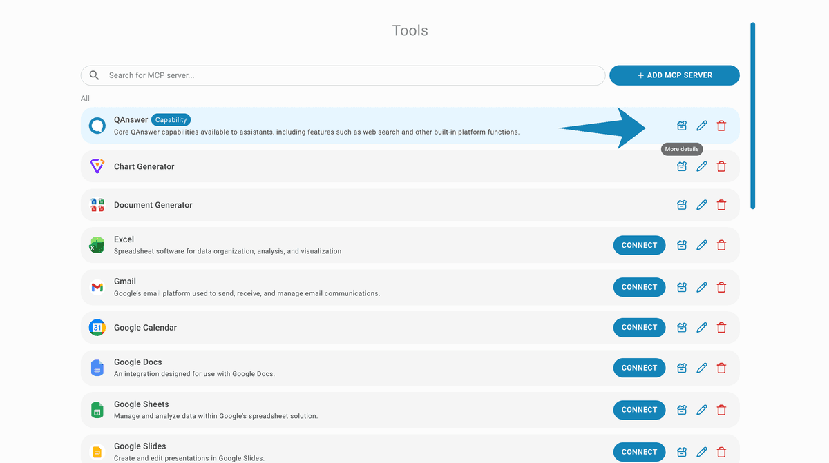 MCP tools list