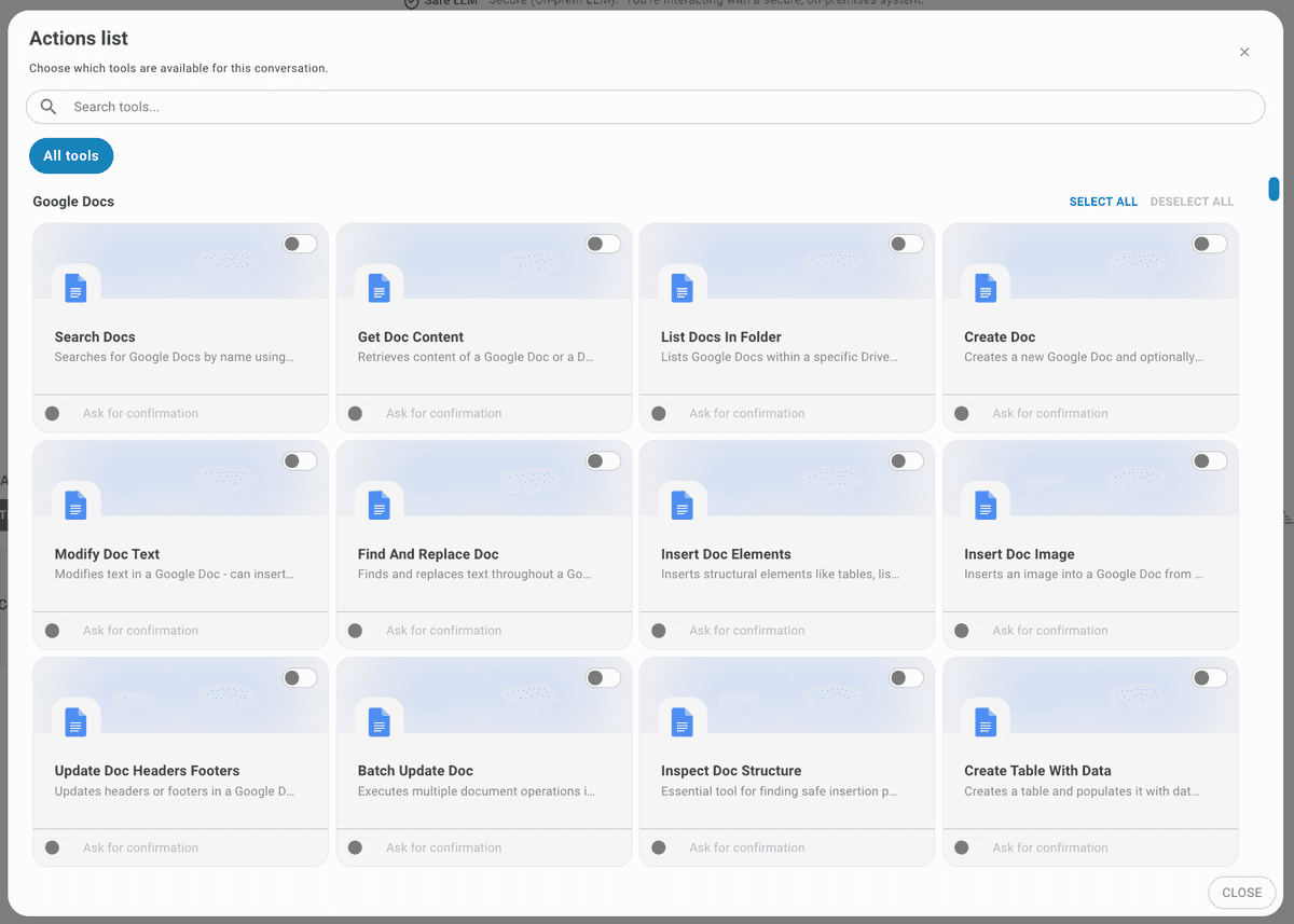 MCP tool list