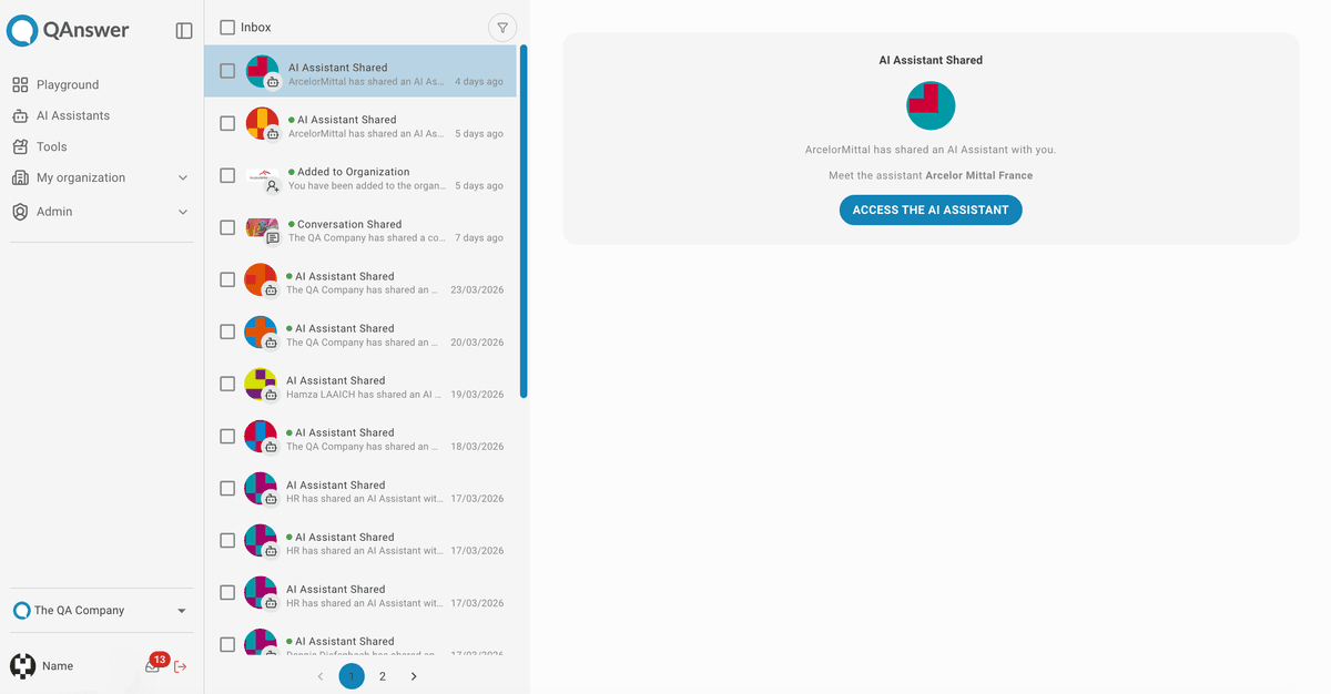 Notifications selected