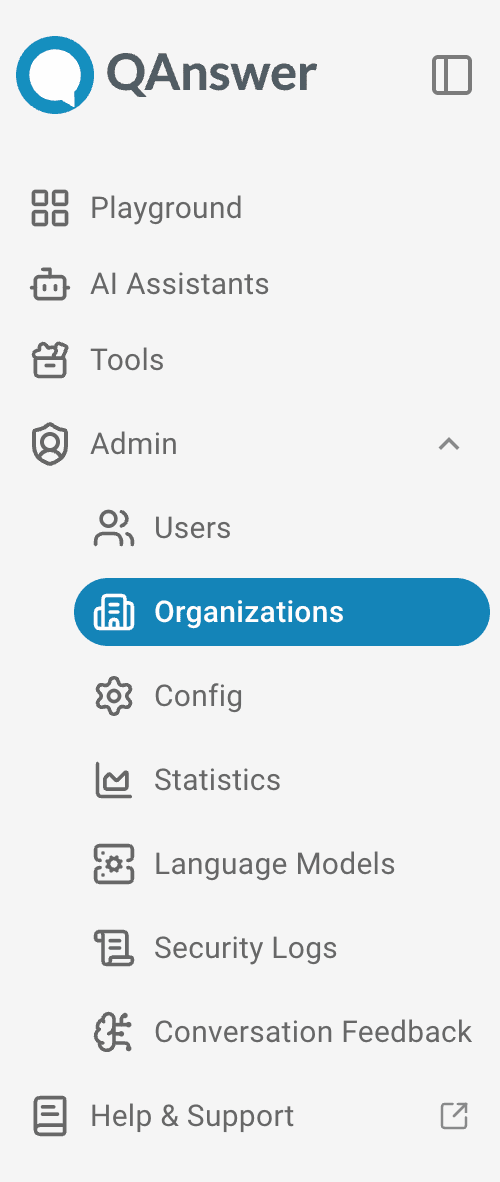 admin navbar organization