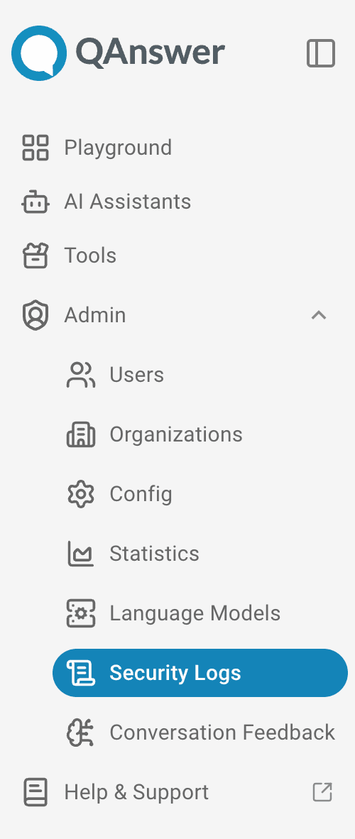 admin navbar security logs