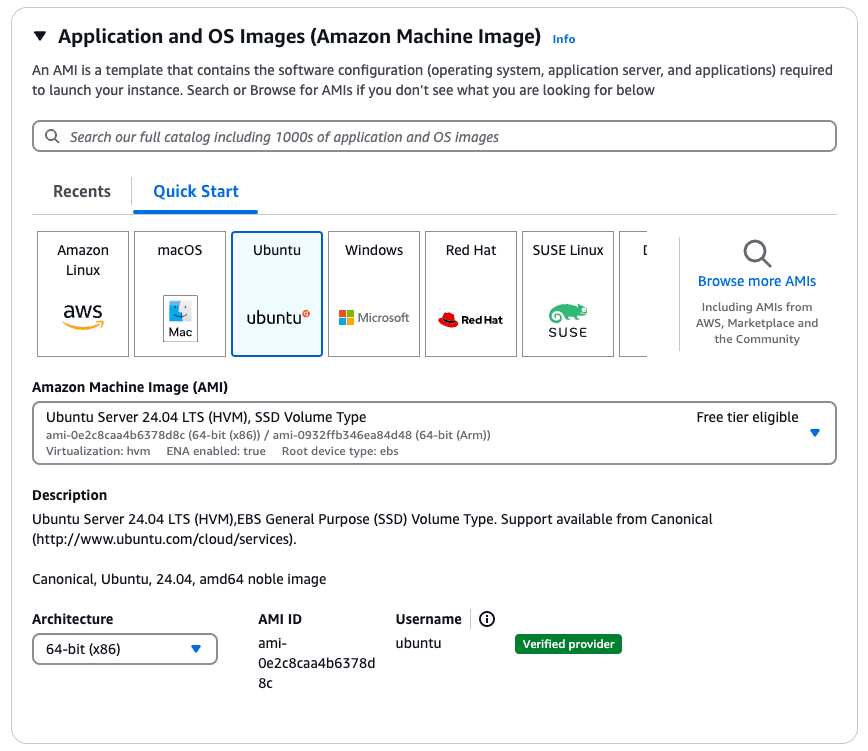 AWS OS selection