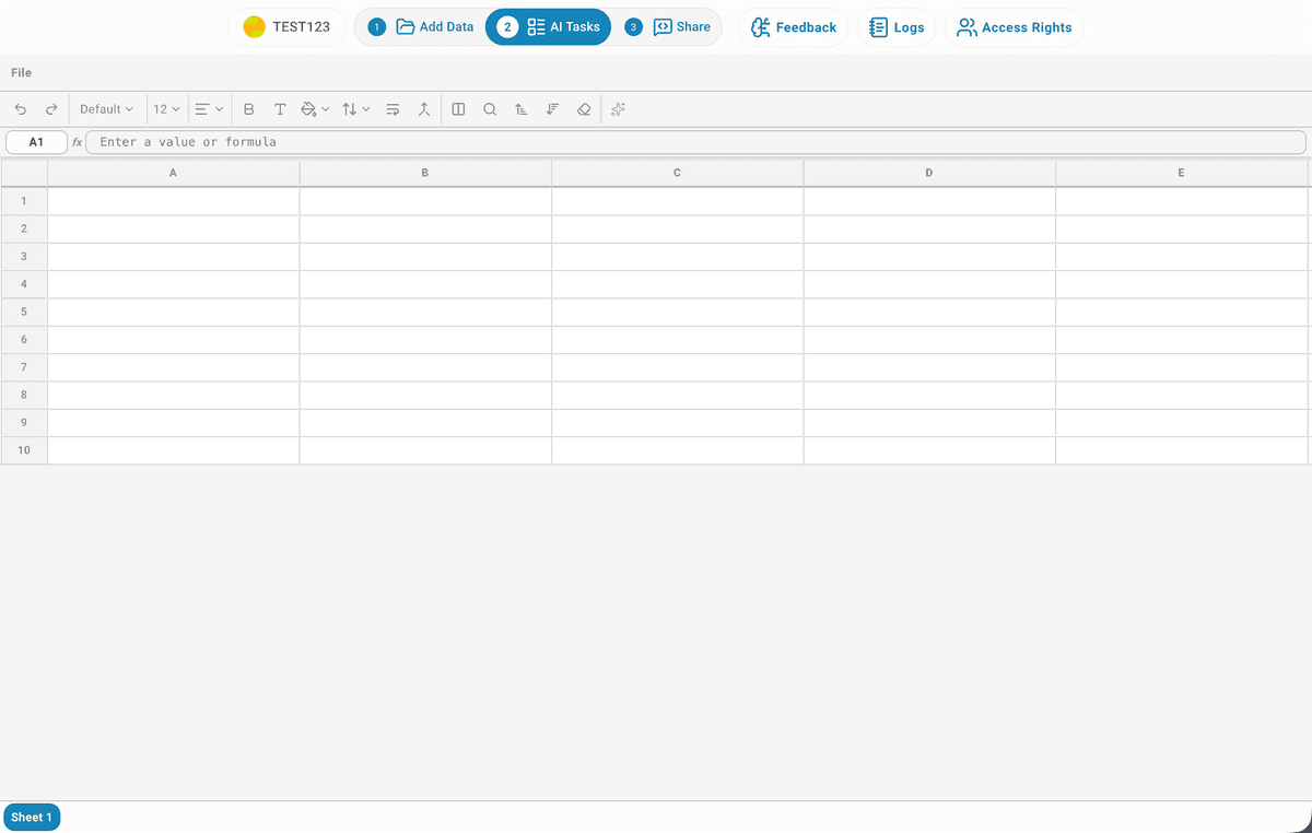 AI Spreadsheet empty