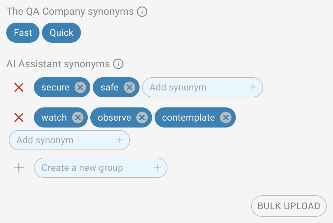 AI Task synonyms add group