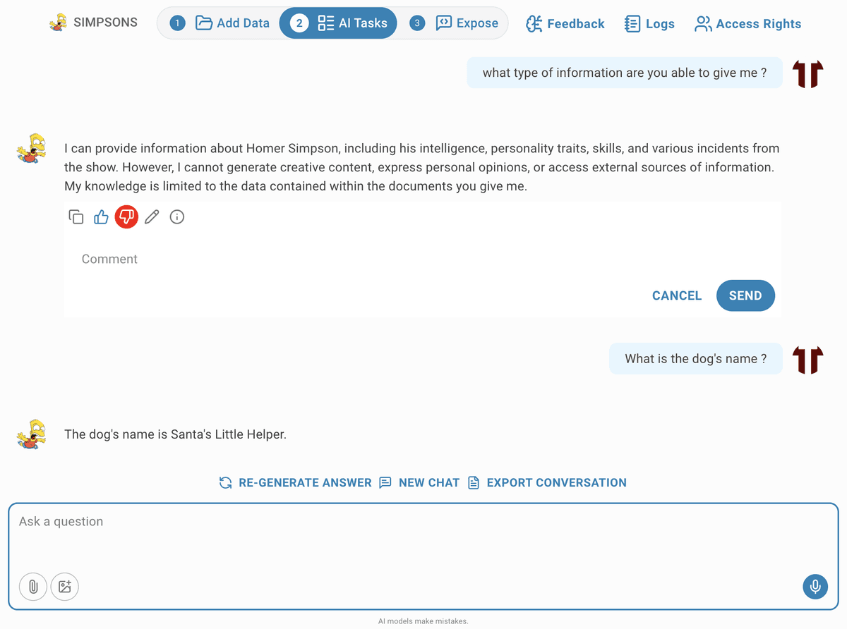 chat give negative feedback