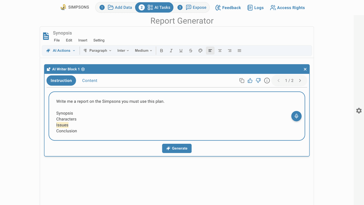 AI Task report generator prompt 1