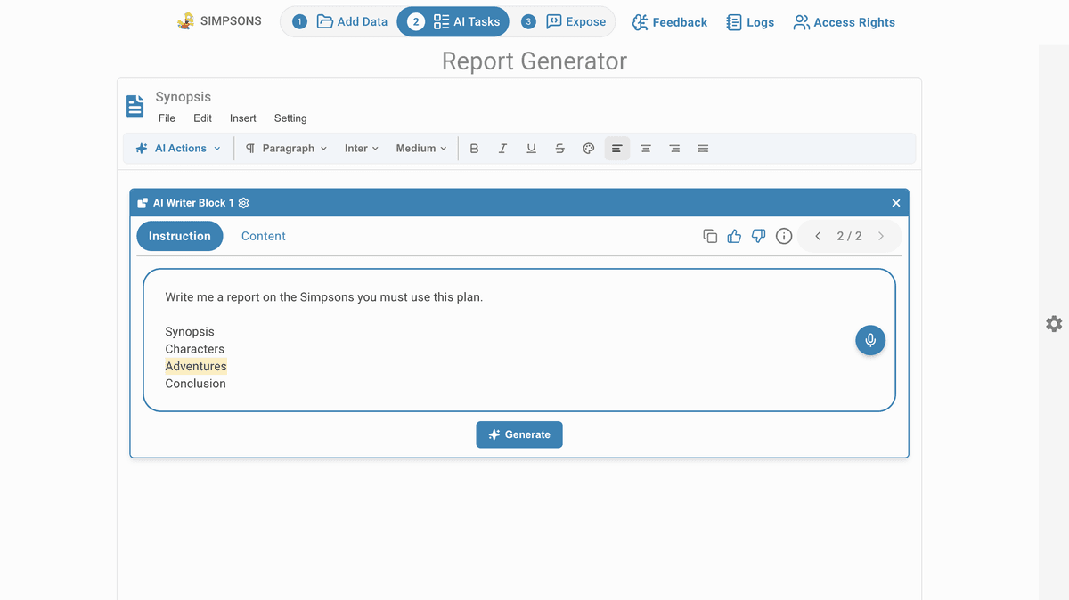 AI Task report generator prompt 2