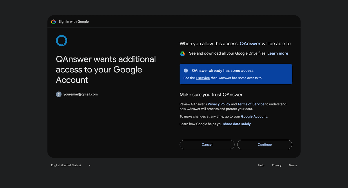 google validate Drive