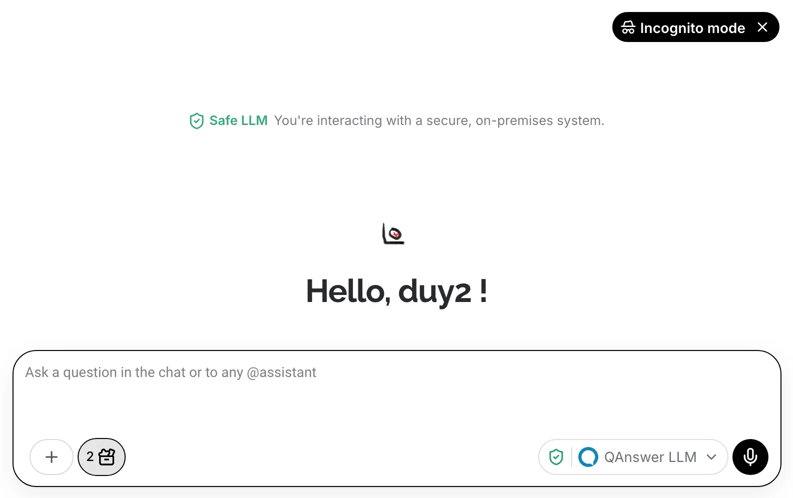 chat LLM incognito mode enabled