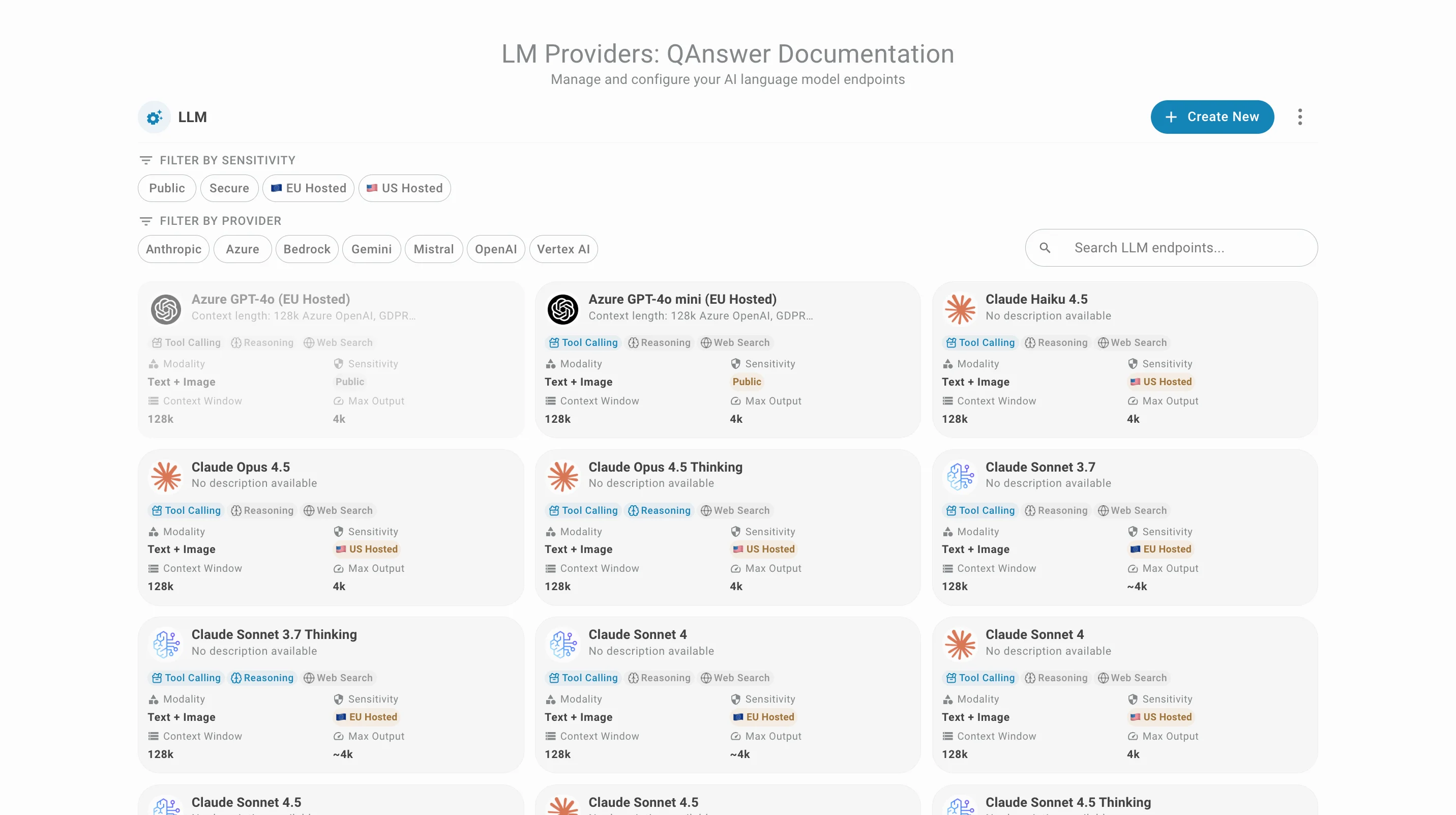 LLM Providers Menu