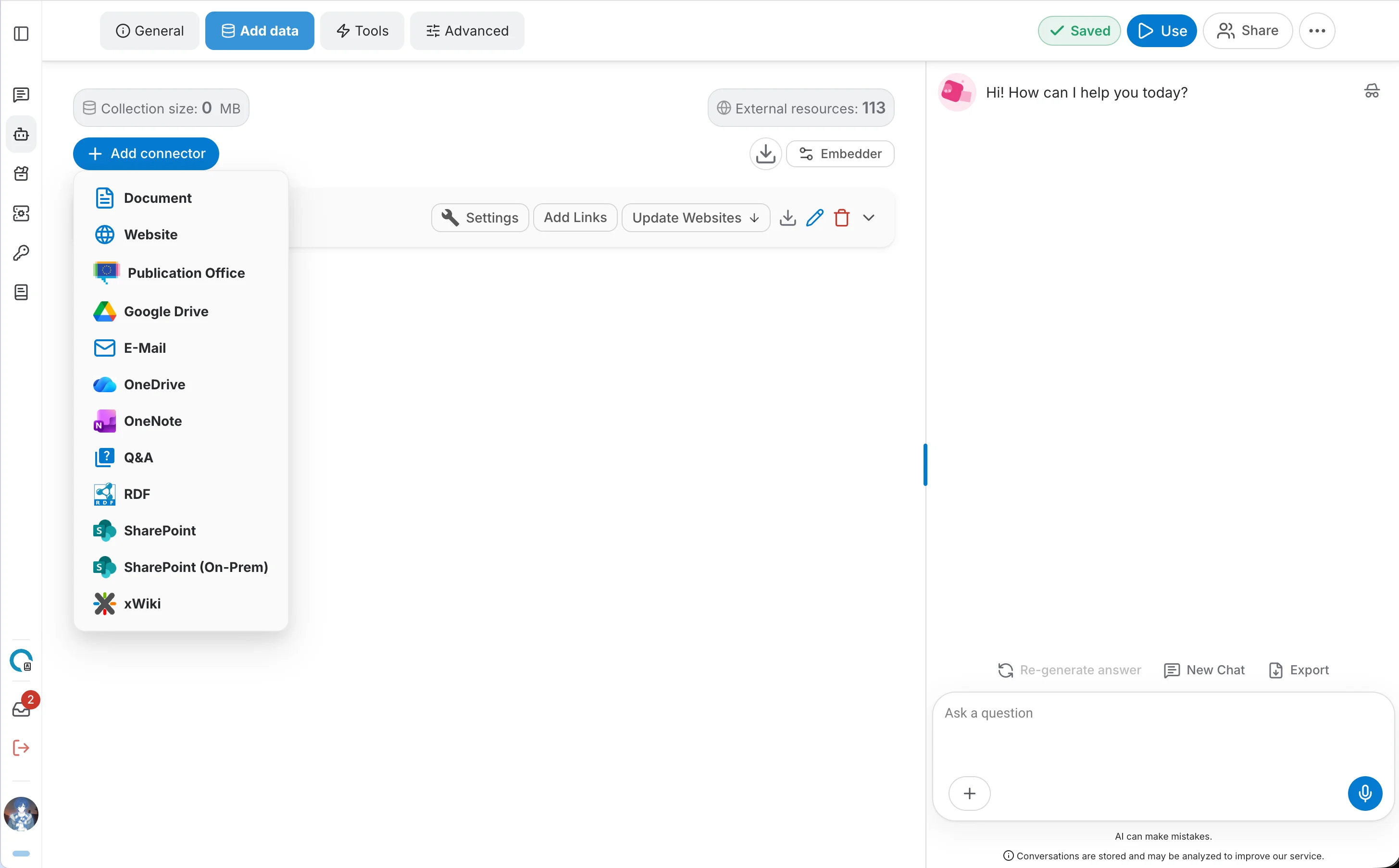 Après — Audio n'apparaît plus dans le menu Ajouter un connecteur.