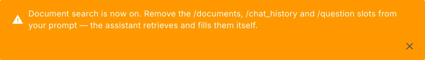 The reminder shown when RAG via prompt is turned off
