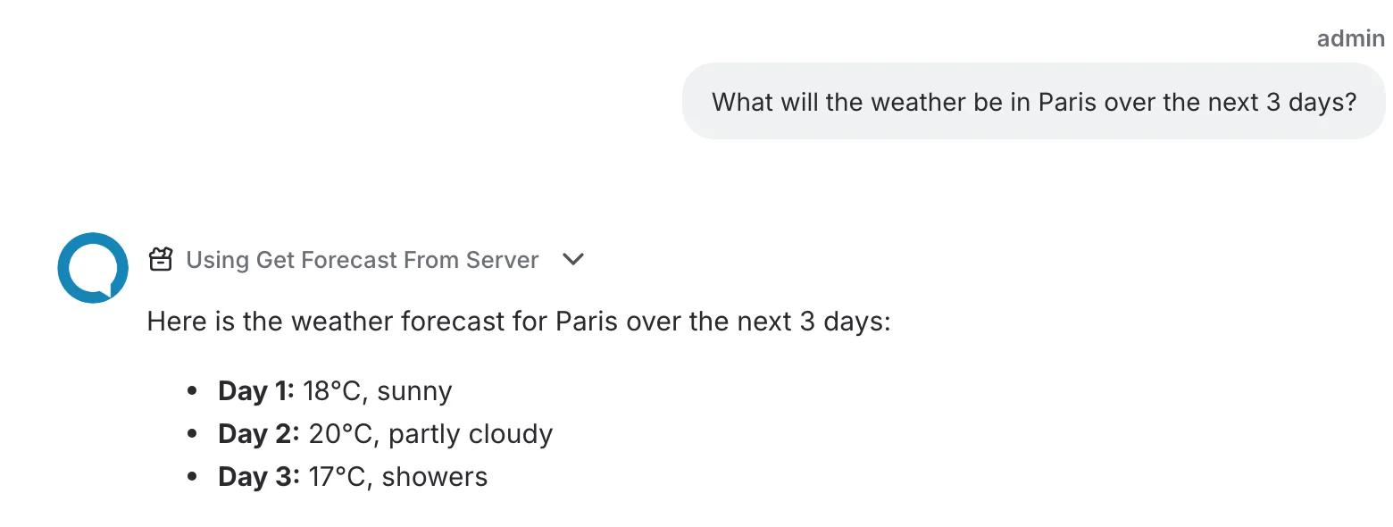 Die fertige Wettervorhersage nach genehmigter Tool-Ausführung
