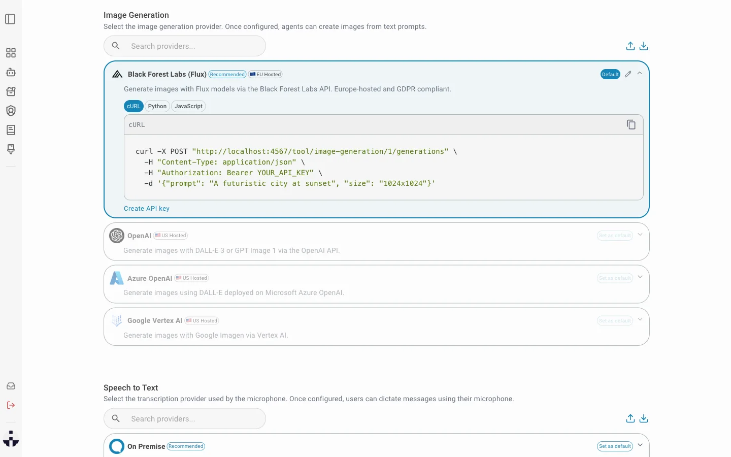 Provider configured and set as default