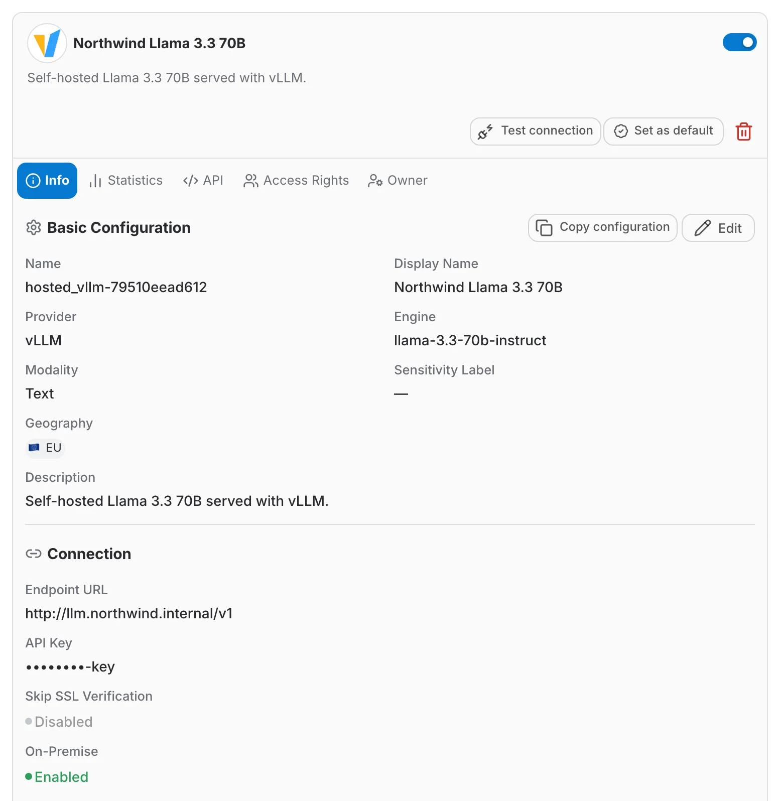The detail page of a provider, on the Info tab