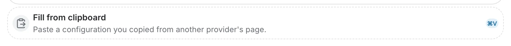 The Fill from clipboard tile at the end of the provider list