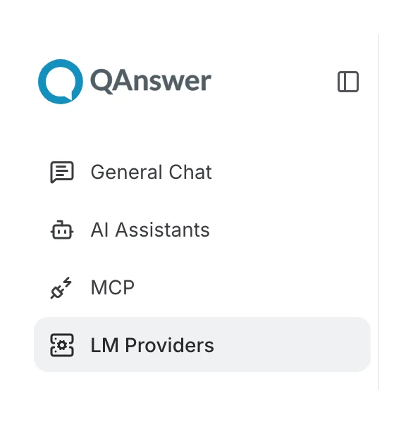 LM Providers in the main left menu