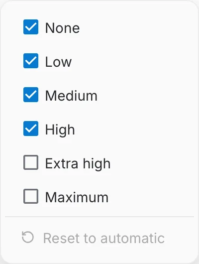 The menu choosing which reasoning efforts the endpoint offers