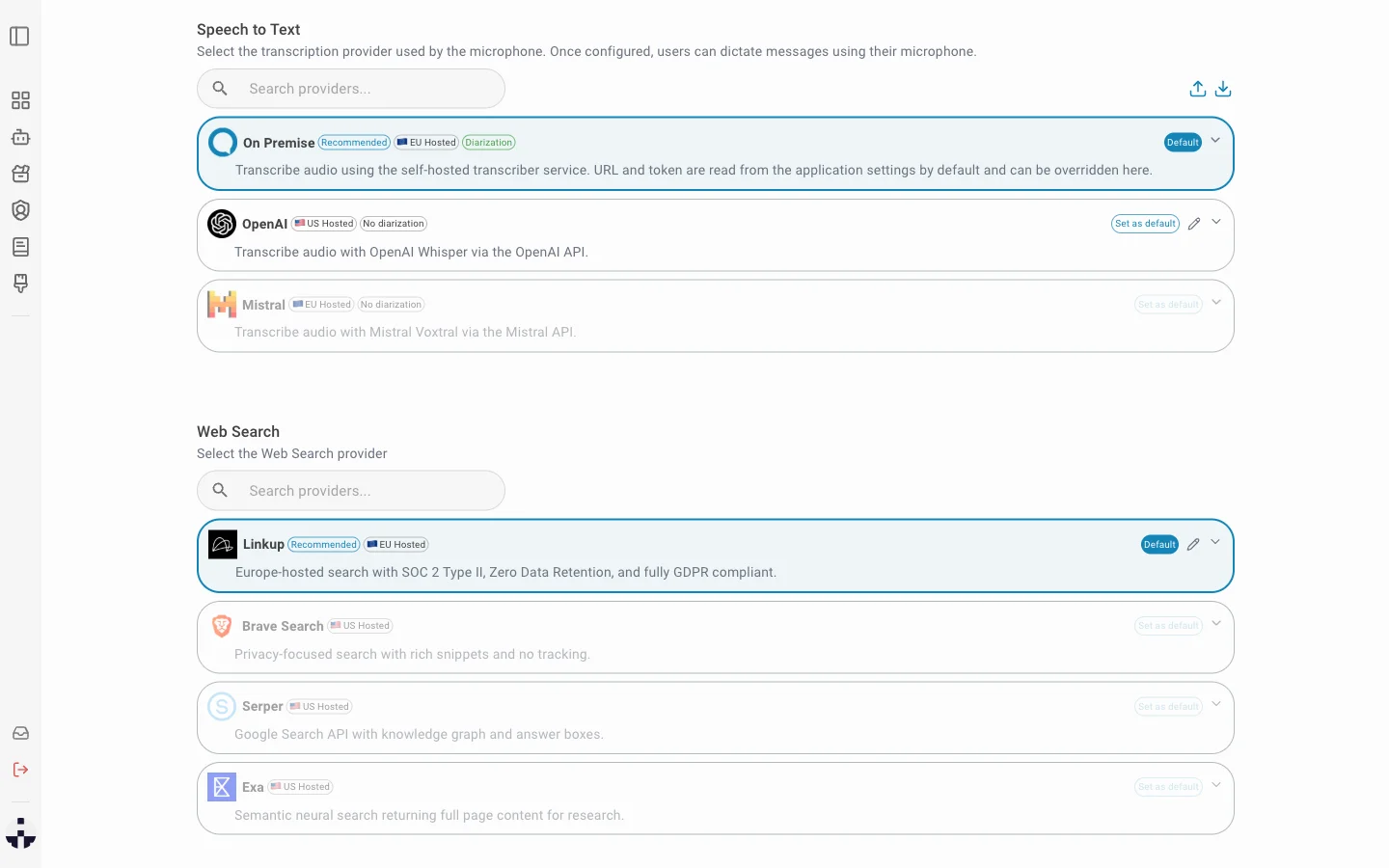 Speech to text provider list