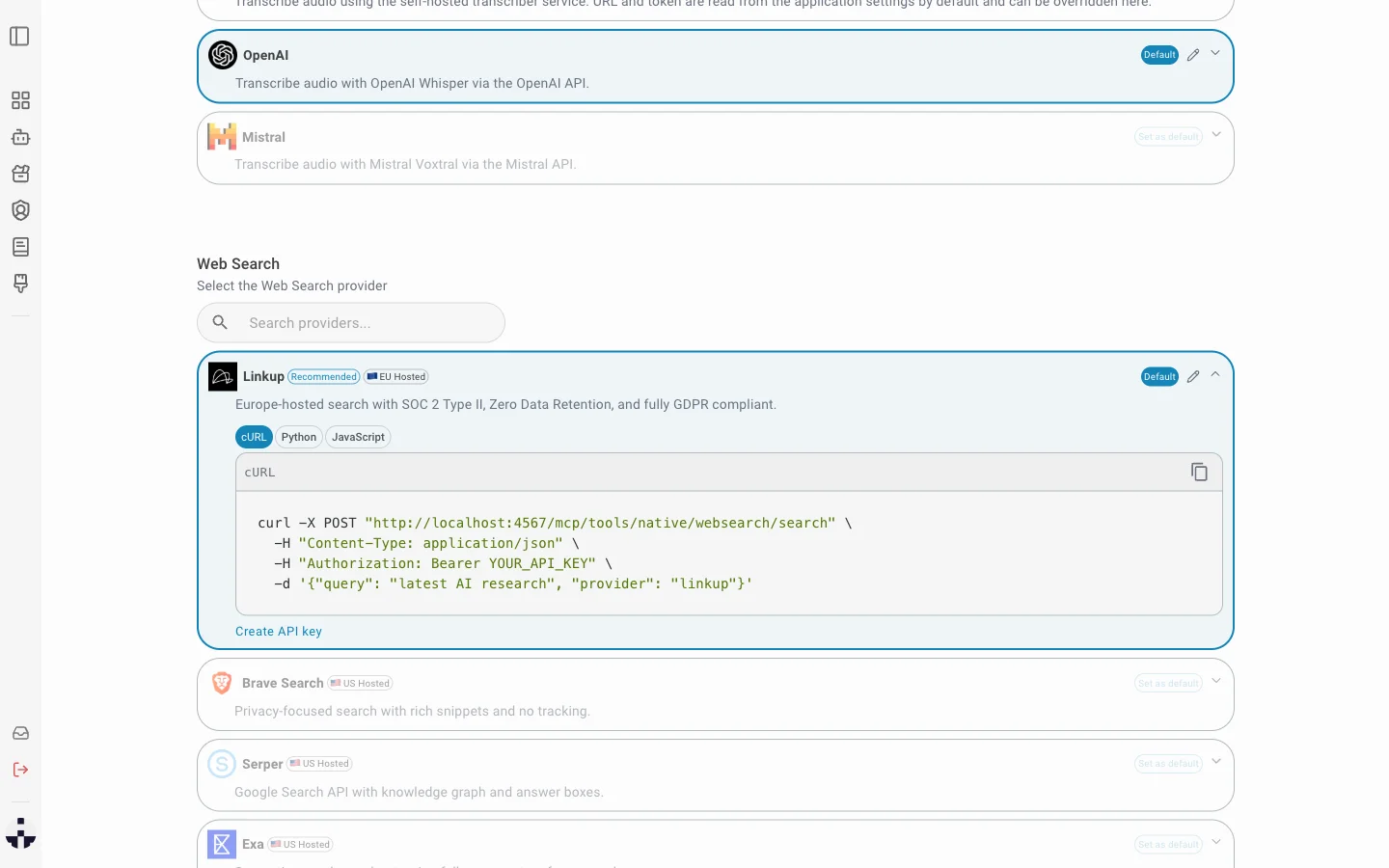 Provider configured and set as default