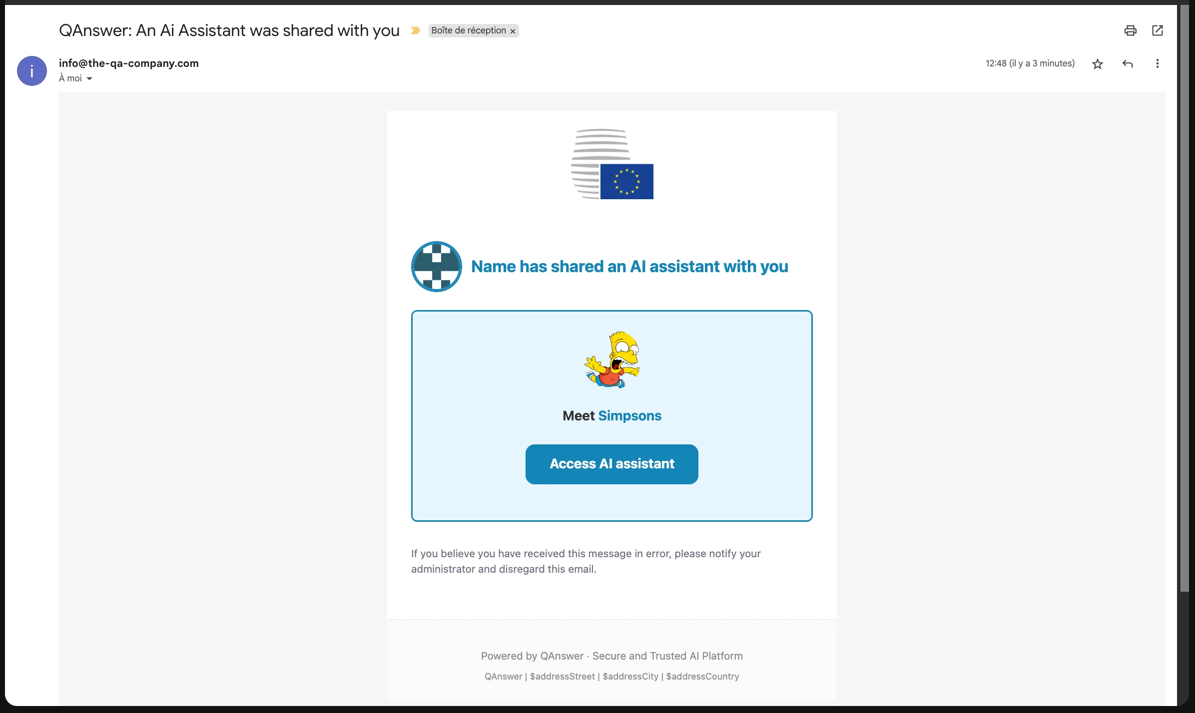 Beispiel einer Benachrichtigungs-E-Mail