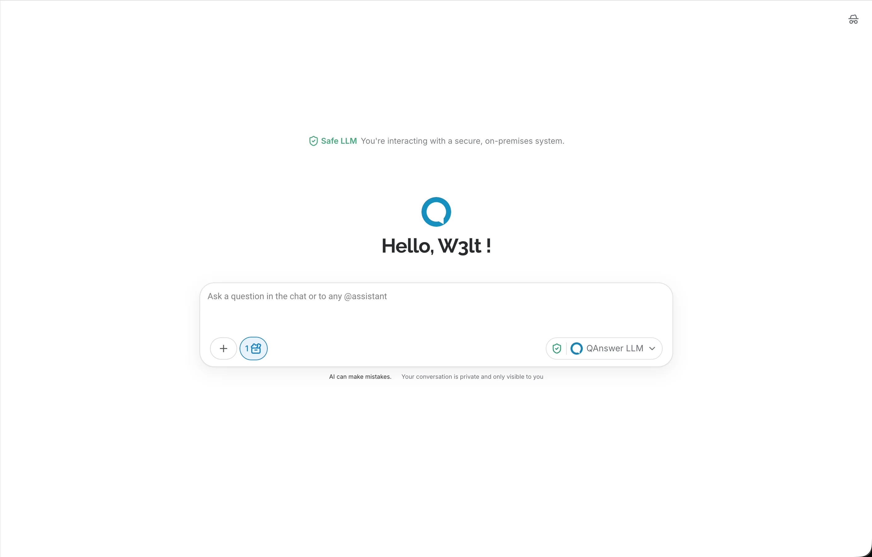 Chat composer with Incognito toggle on — glasses icon visible