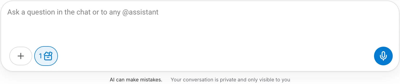Chat composer with LLM Selector off — no selector button