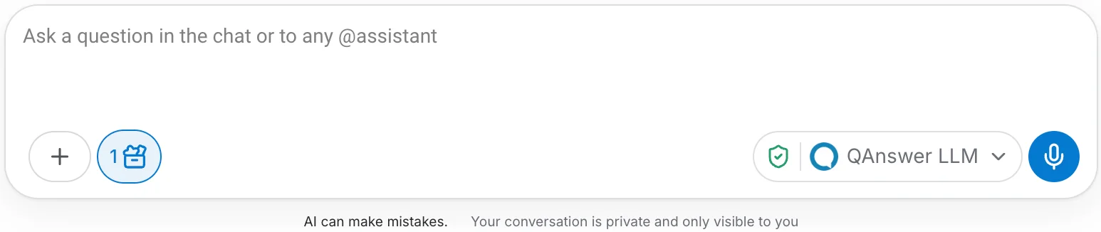 Chat composer with MCP toggle on — Actions/MCP-tools button visible