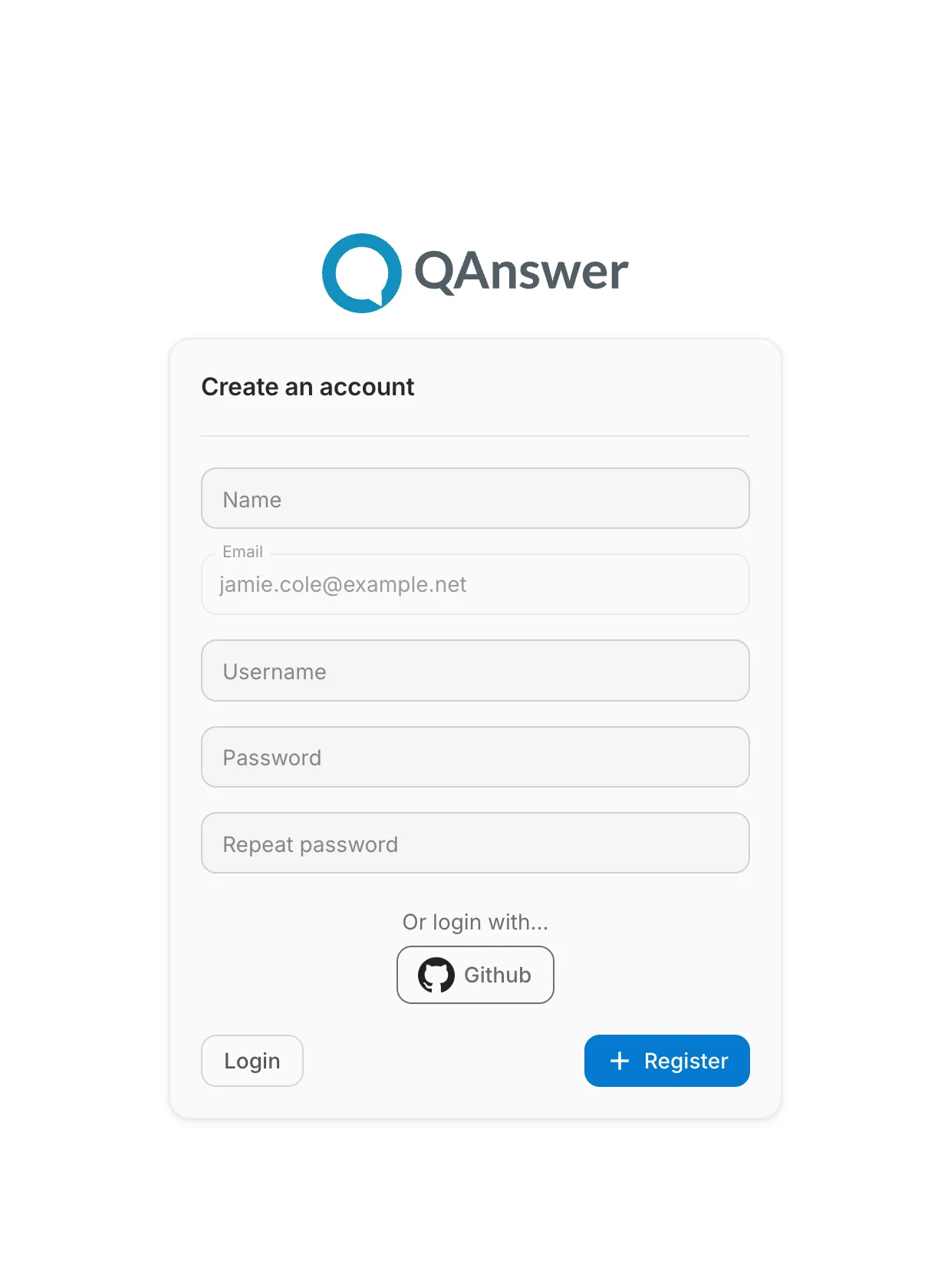 signup opened from an invitation link, with the invited address filled in and locked