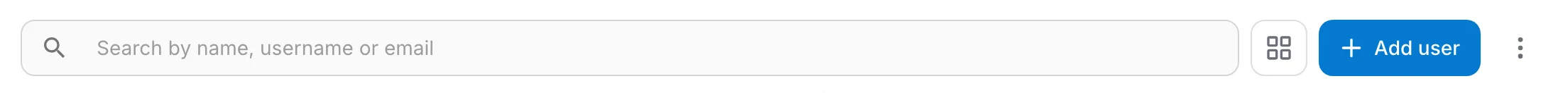 the team members toolbar: search field, view toggle, Add user and the overflow menu