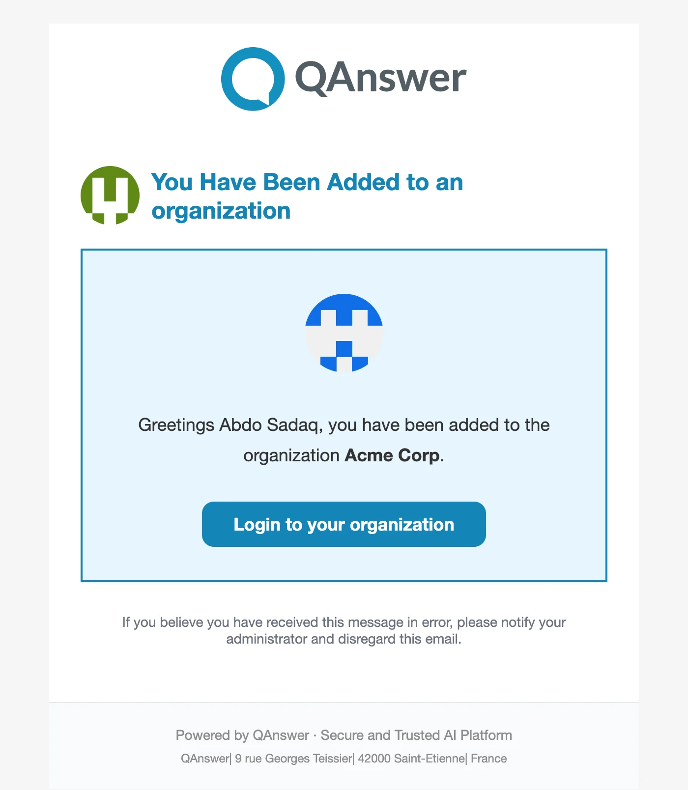 example notification e-mail: user added to an organization