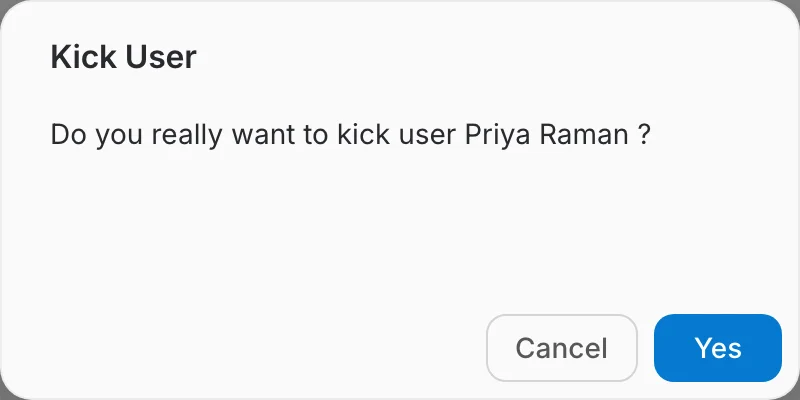 kick user from organization confirmation dialog