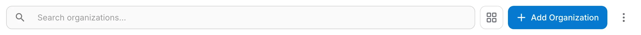 organizations page toolbar