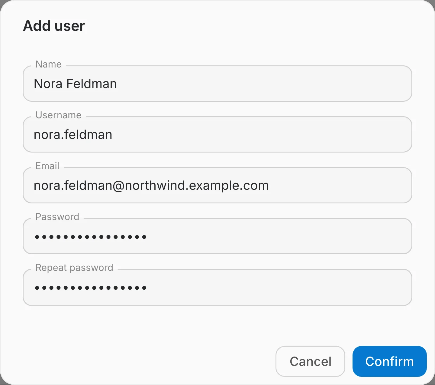 add user dialog