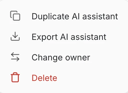 The ⋯ menu of an AI assistant