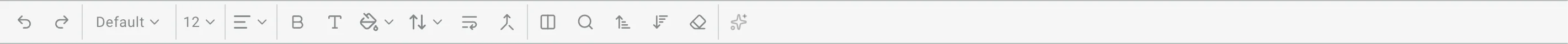 AI Spreadsheet toolbar