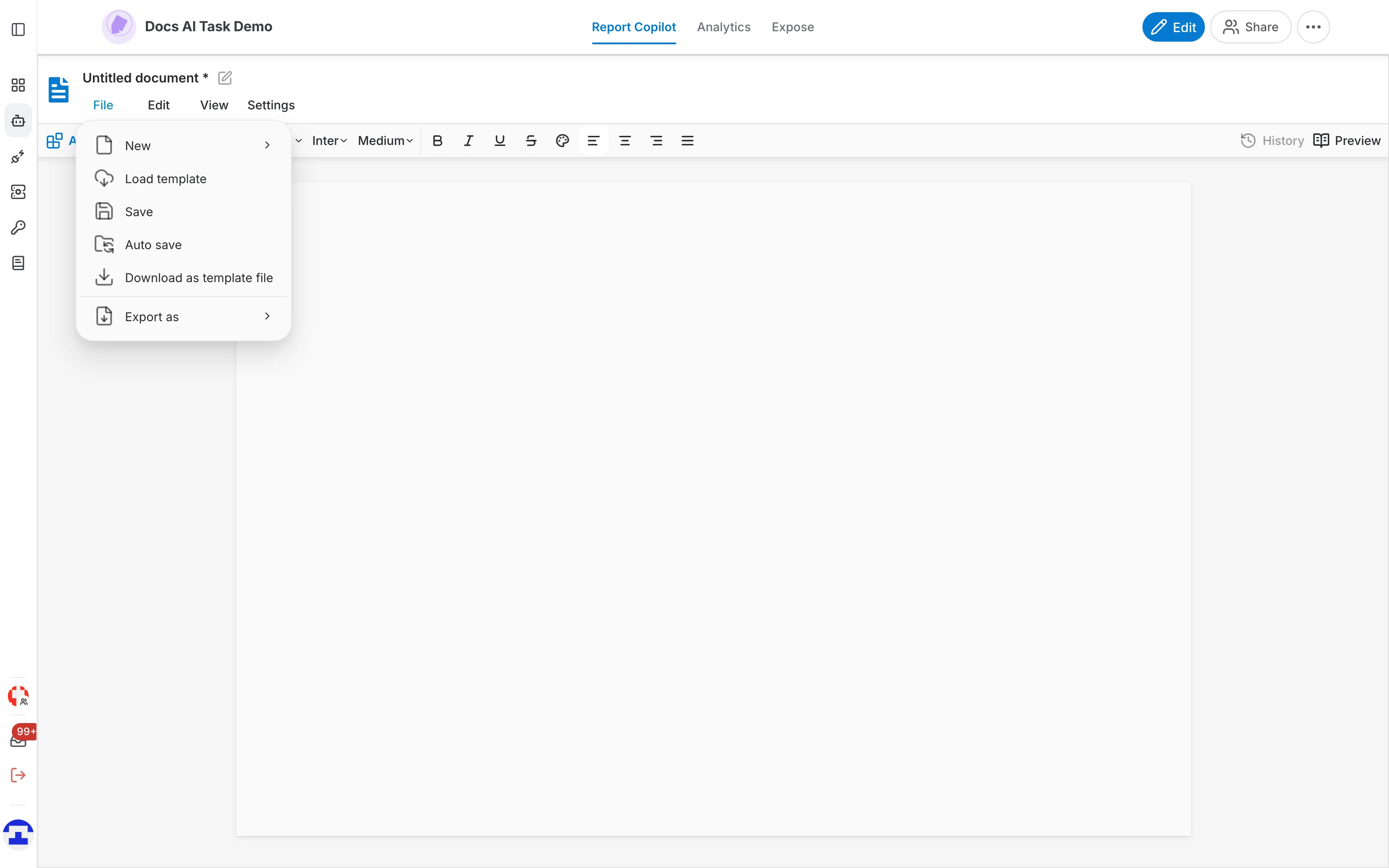The File menu