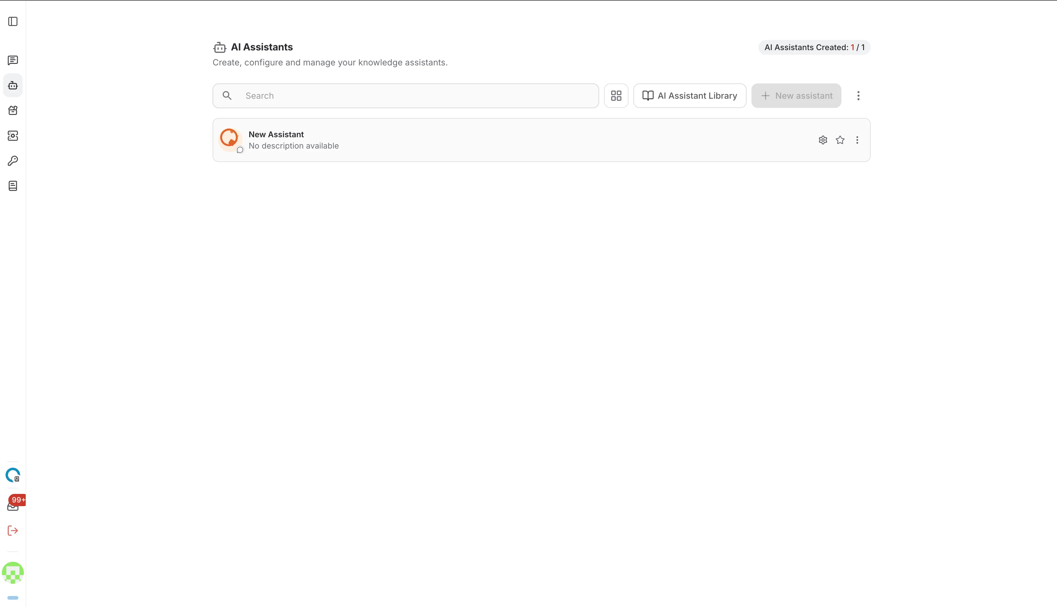 AI assistants list view