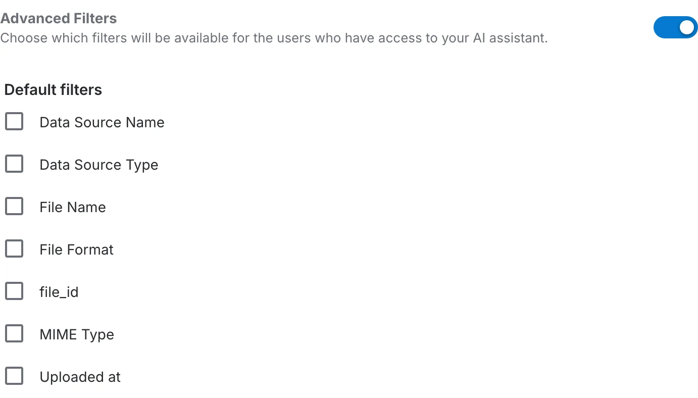 The Advanced Filters section