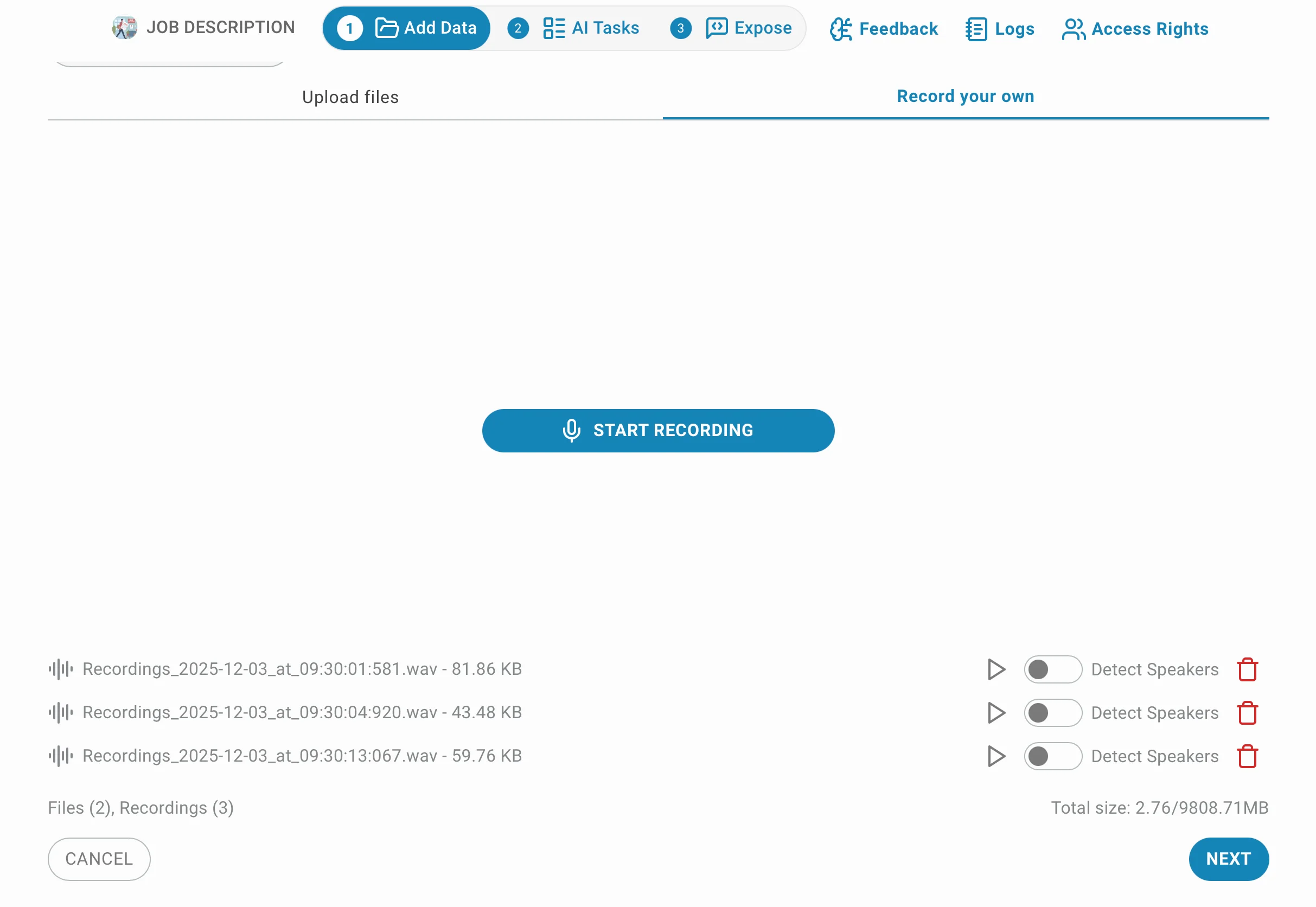 audio file uploaded