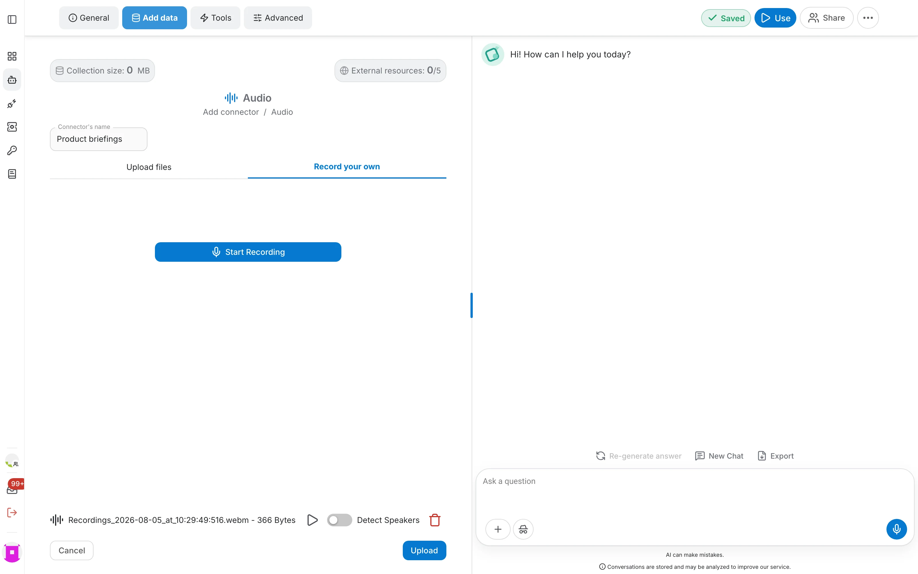 A recording captured in the browser