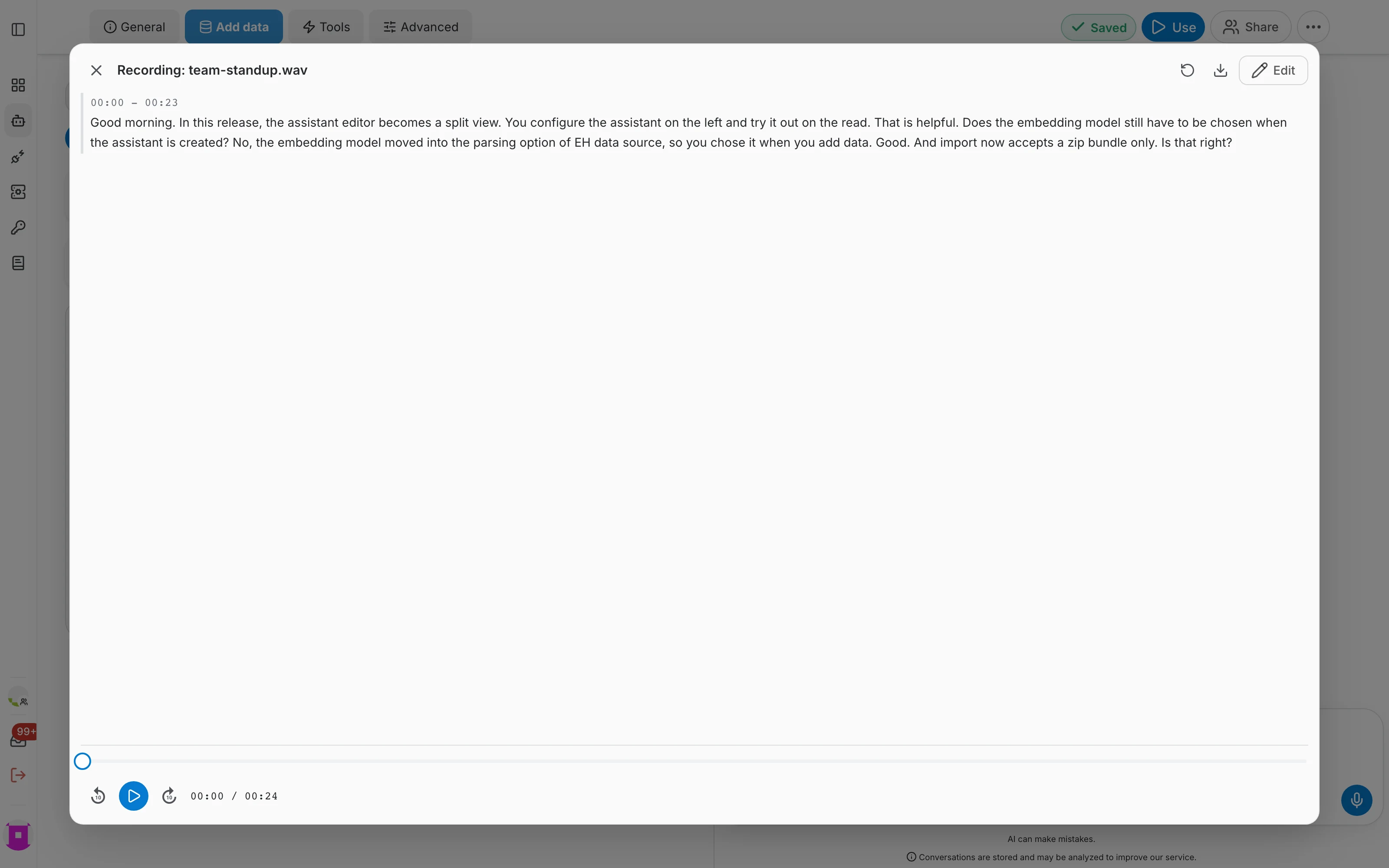 Transcript of an audio file