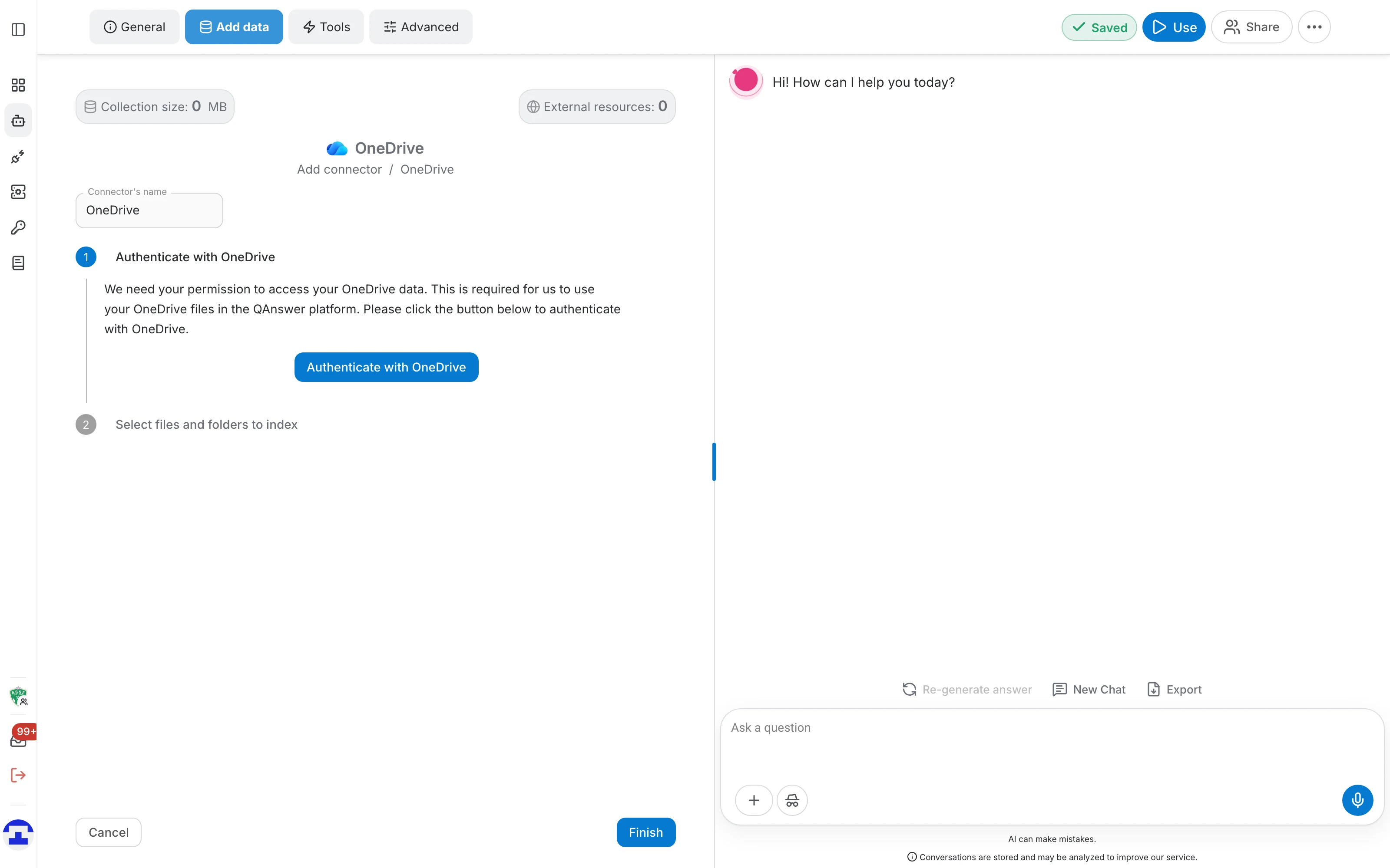 OneDrive connector form