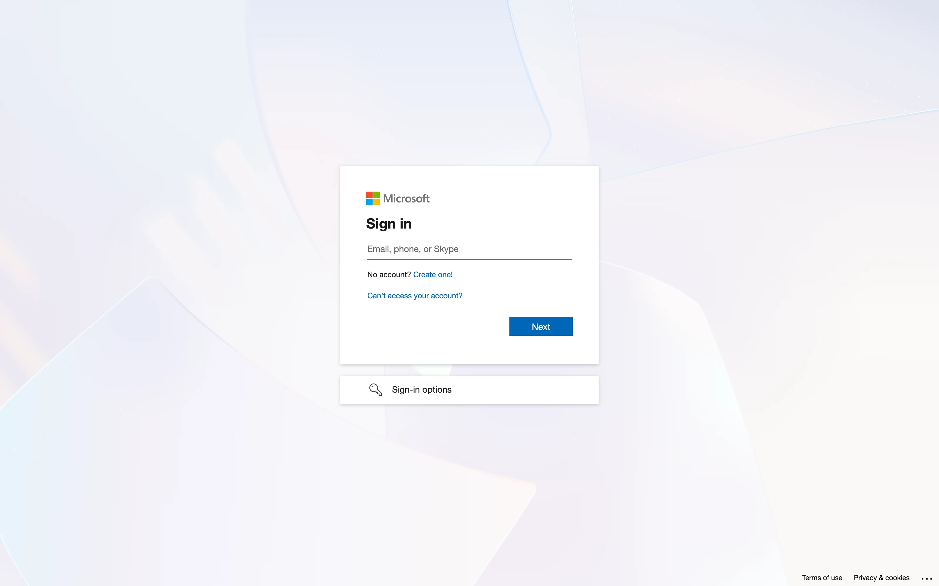 Microsoft sign-in, email address