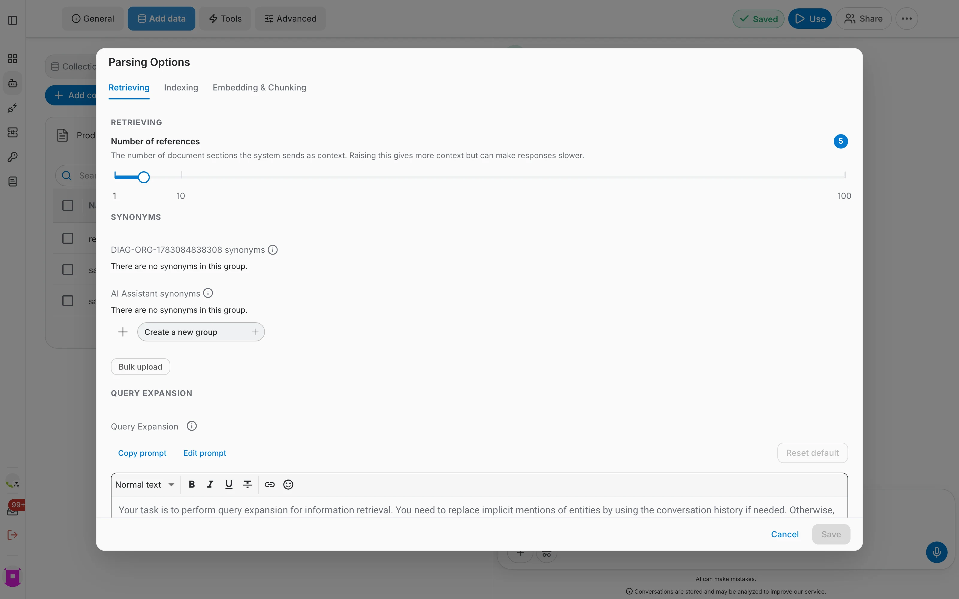 Parsing options