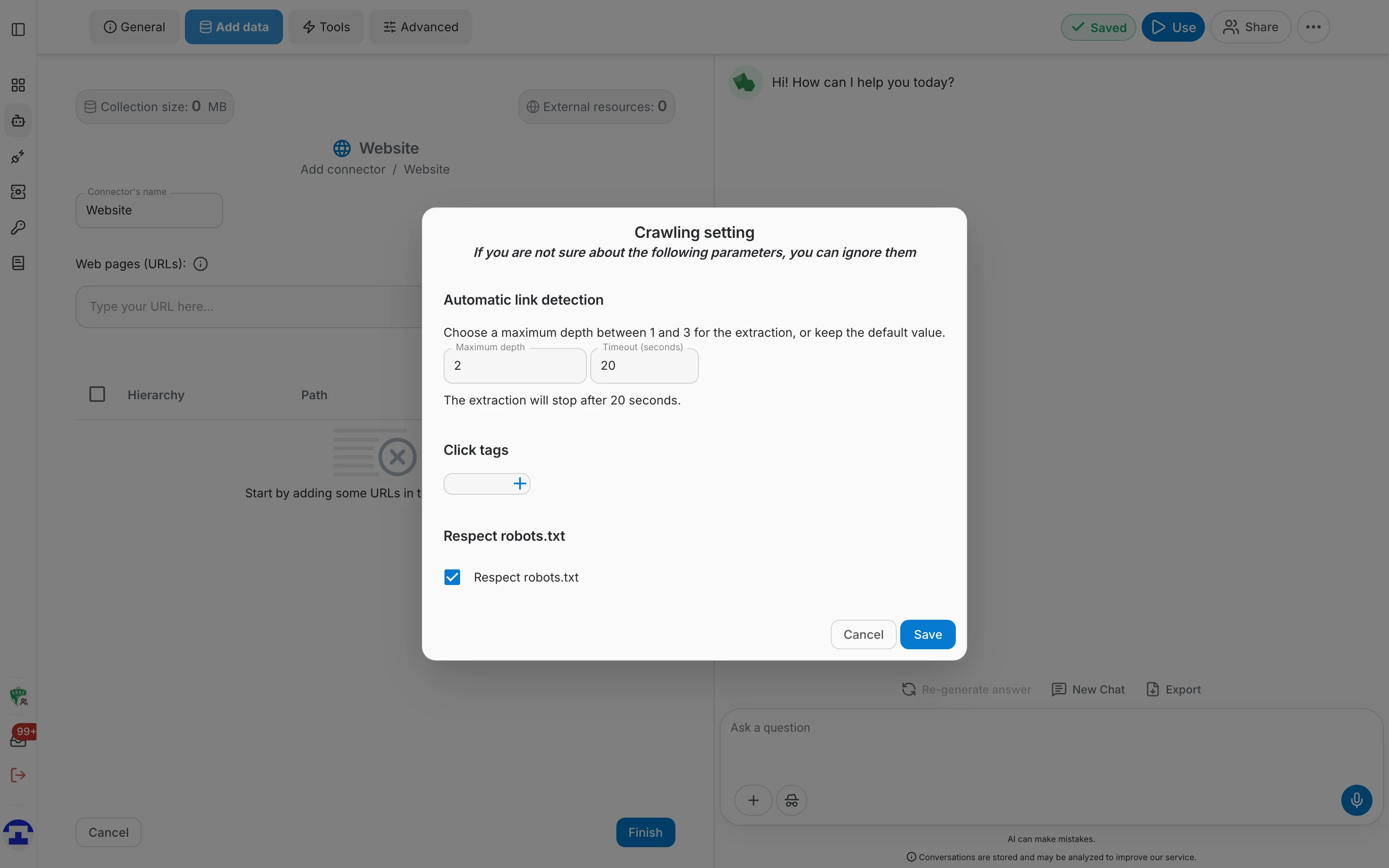Link detection settings