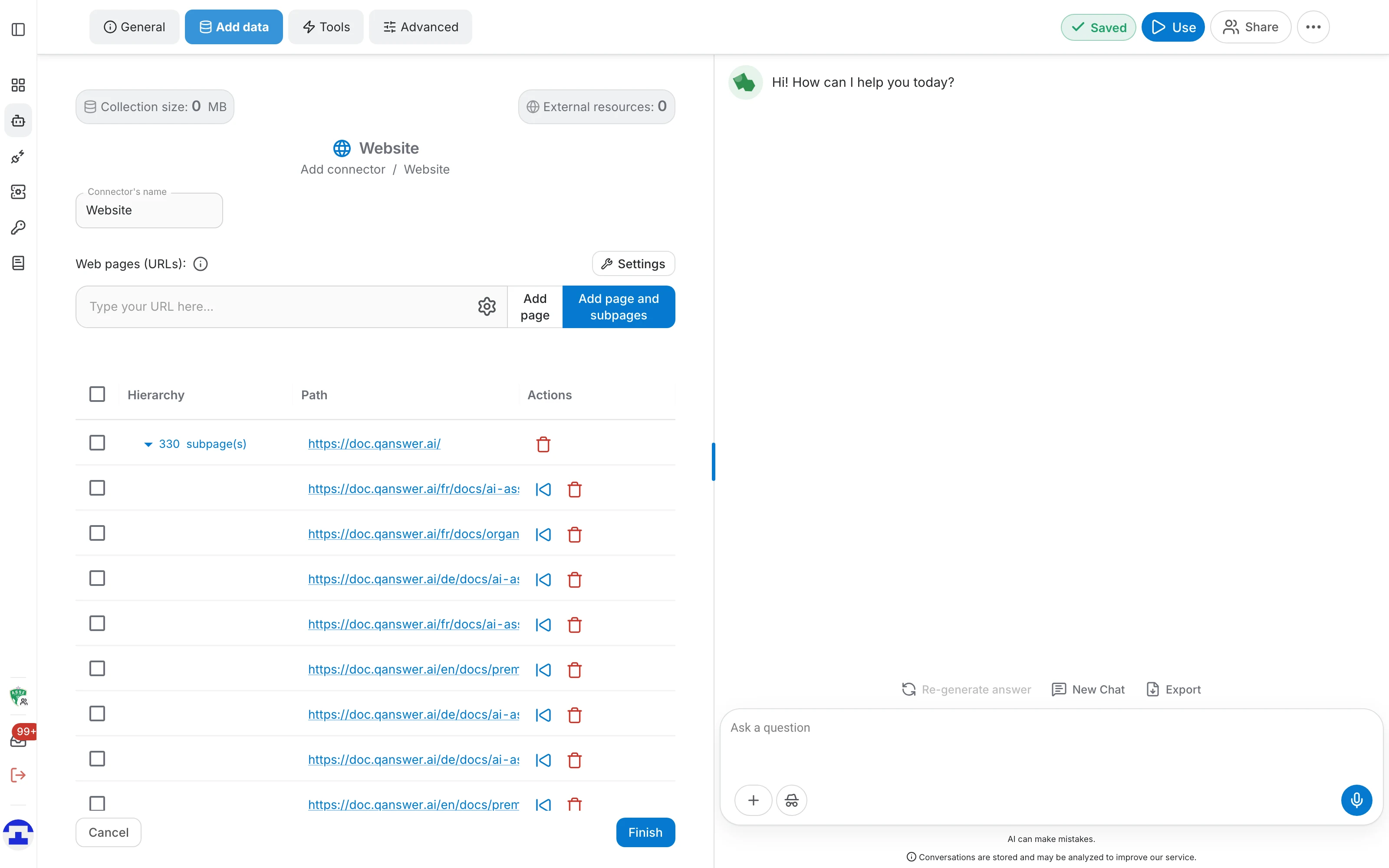Subpages grouped under their parent page